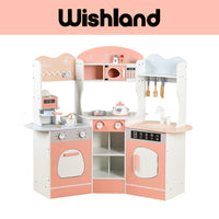 Wooden Corner Kitchen with Coffee Maker Pretend Cooking Playset for Kids by WISHLAND