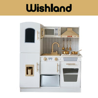 MAMABRUM Gold Kitchen with Refrigerator and Real Water Faucet Functional Set for Kids Pretend Play by WISHLAND