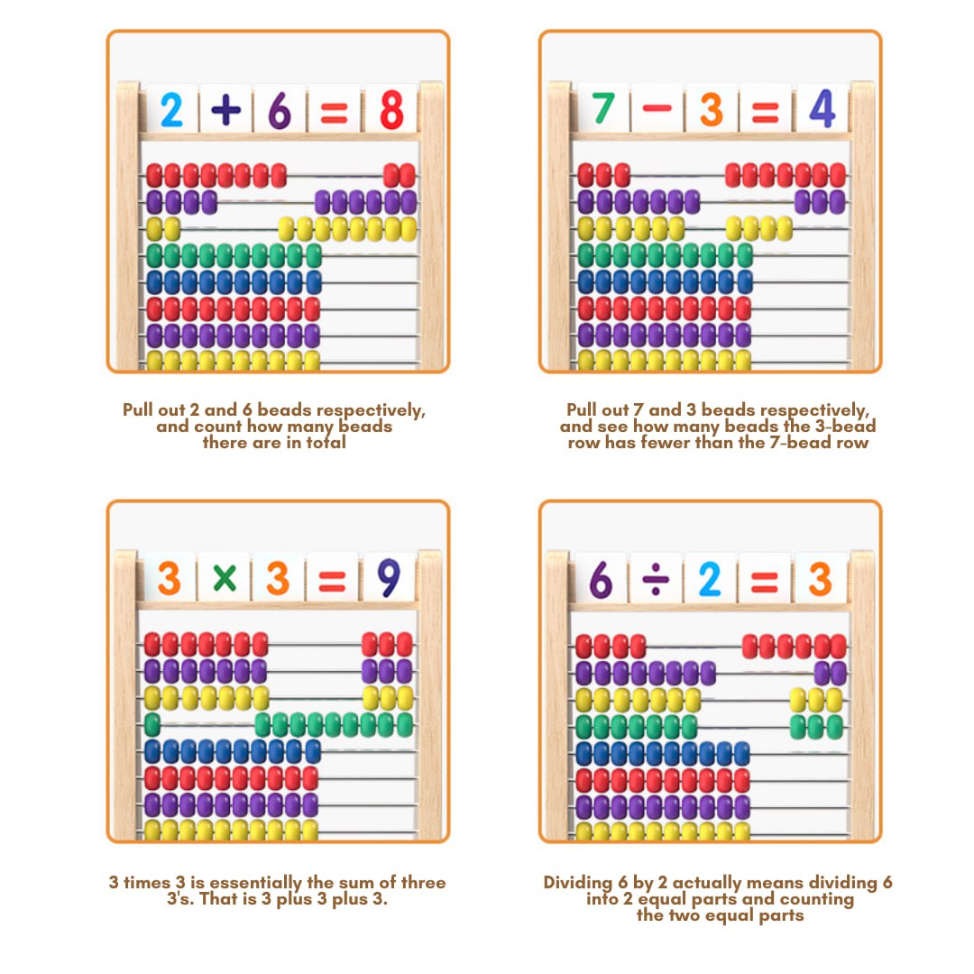 Wooden Arithmetic Computing Frame Educational Abacus Mathematics Toy for Kids by WISHLAND