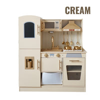 MAMABRUM Gold Kitchen with Refrigerator and Real Water Faucet Functional Set for Kids Pretend Play by WISHLAND
