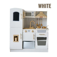 MAMABRUM Gold Kitchen with Refrigerator and Real Water Faucet Functional Set for Kids Pretend Play by WISHLAND