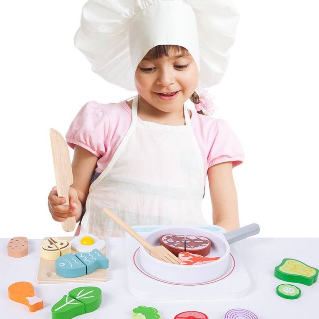 Wooden Induction Cooker Pretend Play Cooking Play Set for Kids by WISHLAND