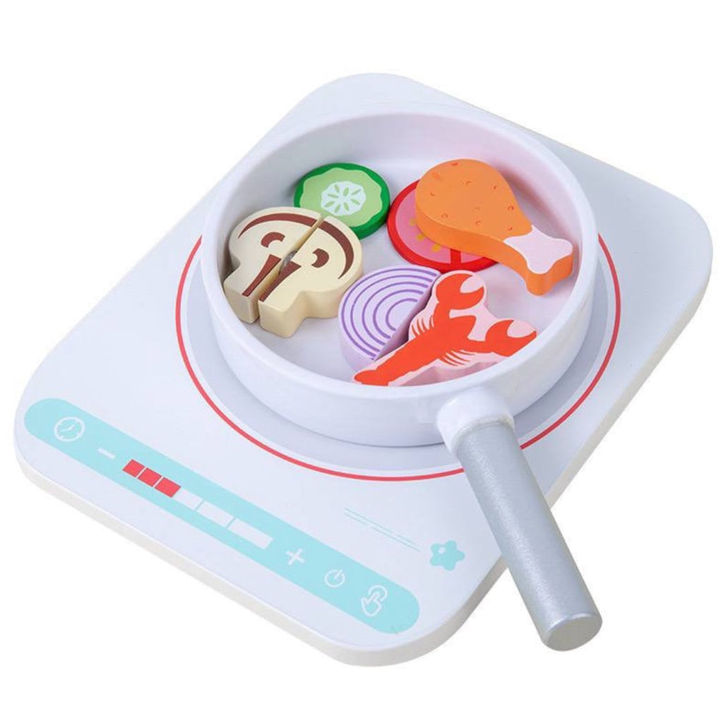 Wooden Induction Cooker Pretend Play Cooking Play Set for Kids by WISHLAND