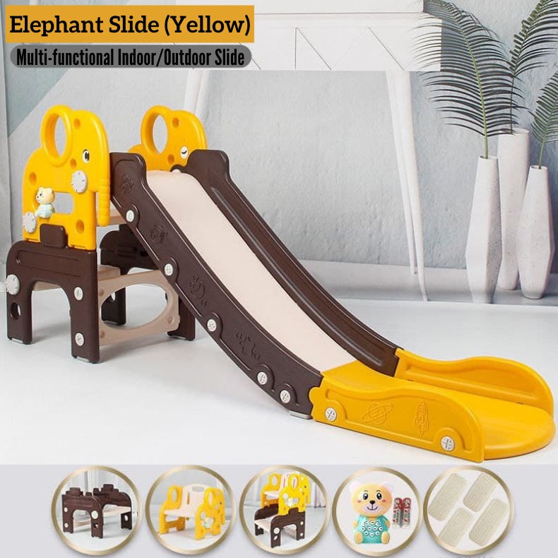 Elephant Multifunctional Slide Convertible to Table and Chair with Basketball for Kids by WISHLAND