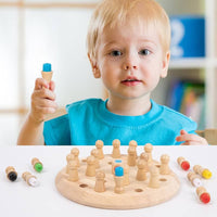 Wooden Memory Chess Game Early Educational Matching Game for Kids by WISHLAND