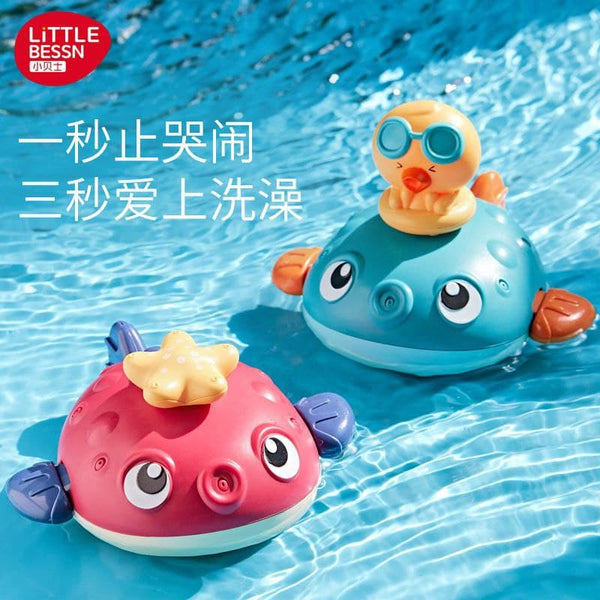 Baby Bath Toys Electric Water Spray Puffer Fish with Duck Swimming Pool by WISHLAND