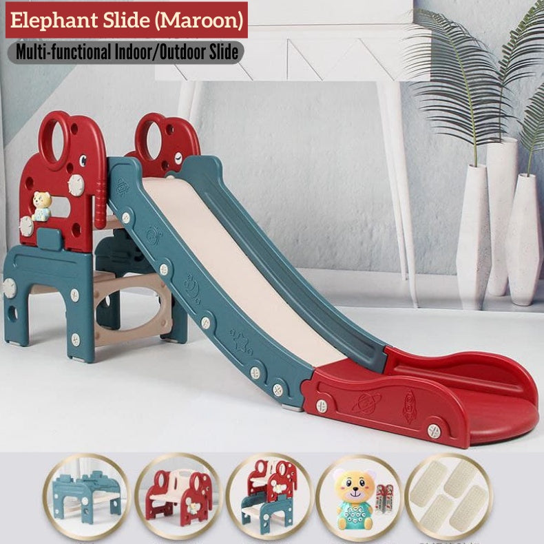 Elephant Multifunctional Slide Convertible to Table and Chair with Basketball for Kids by WISHLAND