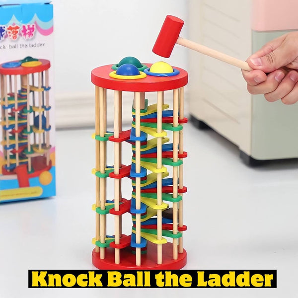 Wooden Knock Ball Drop Ladder Game Montessori Toys by WISHLAND