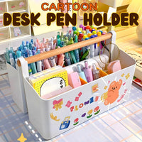 Cartoon Desk Pen Holder Portable Organizer with Adjustable Dividers for Home Space Saving by WISHLAND