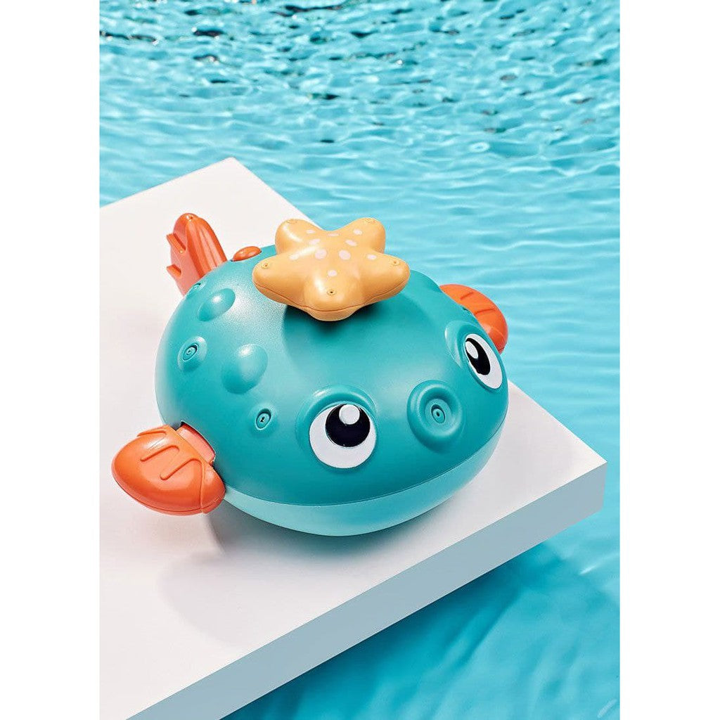 Baby Bath Toys Electric Water Spray Puffer Fish with Duck Swimming Pool by WISHLAND