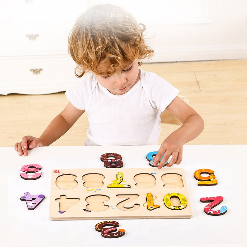 TOI Wooden Cognitive Board Shape Alphabet & Numbers Early Educational Toys by WISHLAND