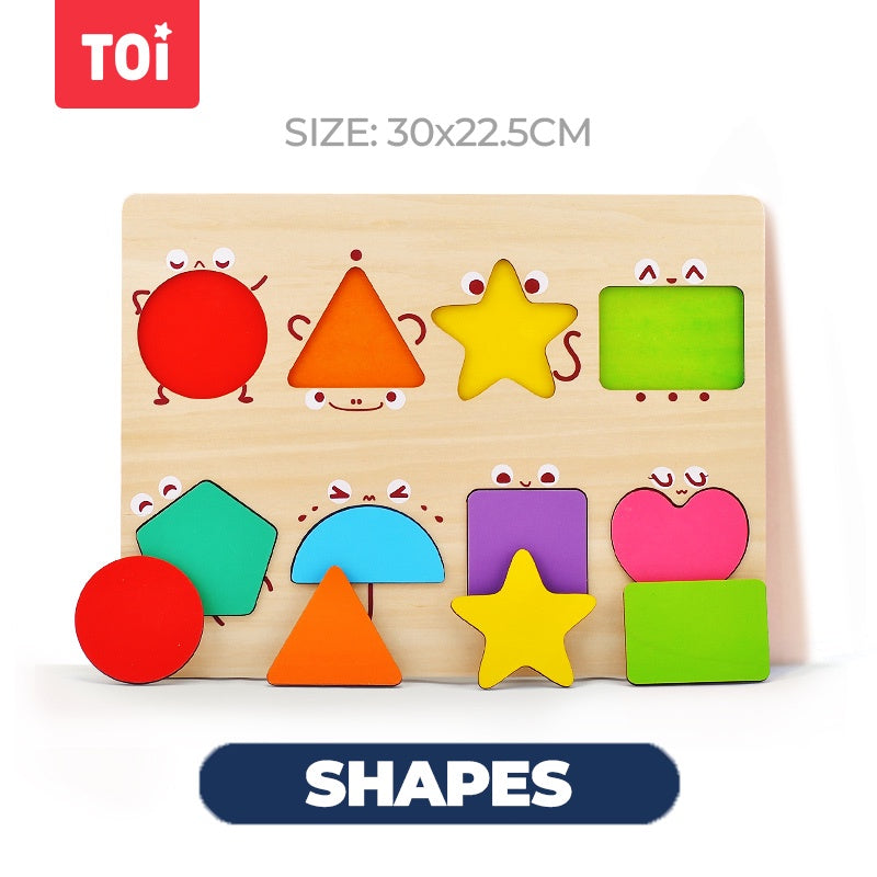 TOI Wooden Cognitive Board Shape Alphabet & Numbers Early Educational Toys by WISHLAND