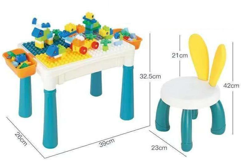 Small Building Blocks Table with Chair and Storage Best Gift for Kids Playset by WISHLAND