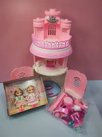 Princess Mini Castle Dollhouse with 2 Dolls Pretend Play Set by WISHLAND