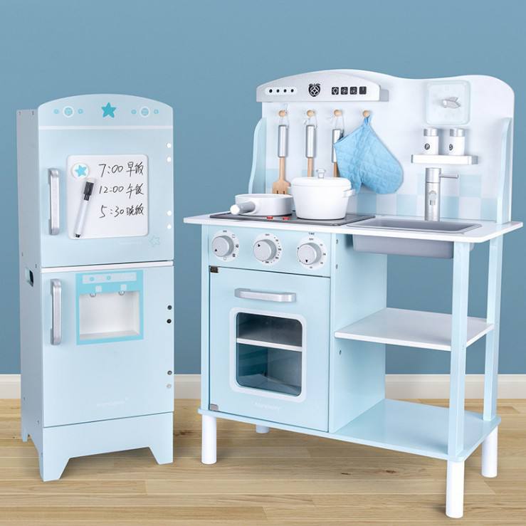 ACAREBANNY Wooden Kitchen & Ref Sold Separately Kids Pretend Play with Lights and Sound by WISHLAND