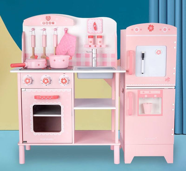 ACAREBANNY Wooden Kitchen & Ref Sold Separately Kids Pretend Play with Lights and Sound by WISHLAND