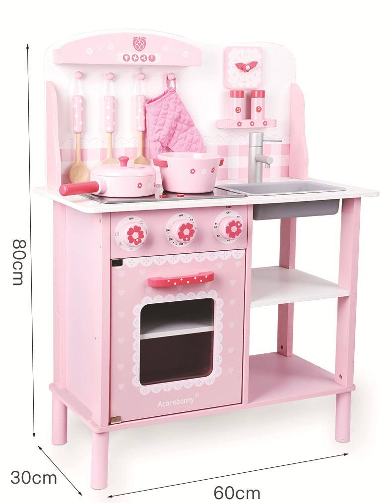 ACAREBANNY Wooden Kitchen & Ref Sold Separately Kids Pretend Play with Lights and Sound by WISHLAND