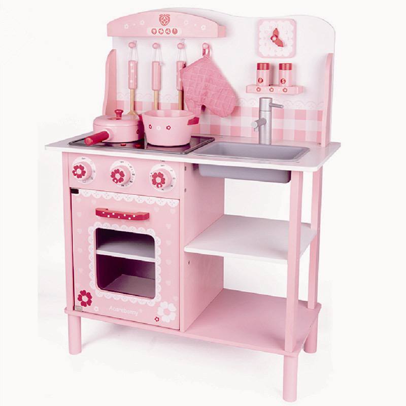 ACAREBANNY Wooden Kitchen & Ref Sold Separately Kids Pretend Play with Lights and Sound by WISHLAND