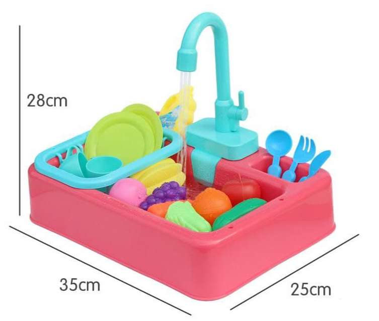 Kitchen Sink Pretend Play Set for Kids Electric Circulation Sink by WISHLAND