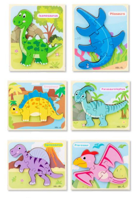 Wooden Dinosaur Random Design 3D Puzzle Montessori Puzzle by WISHLAND