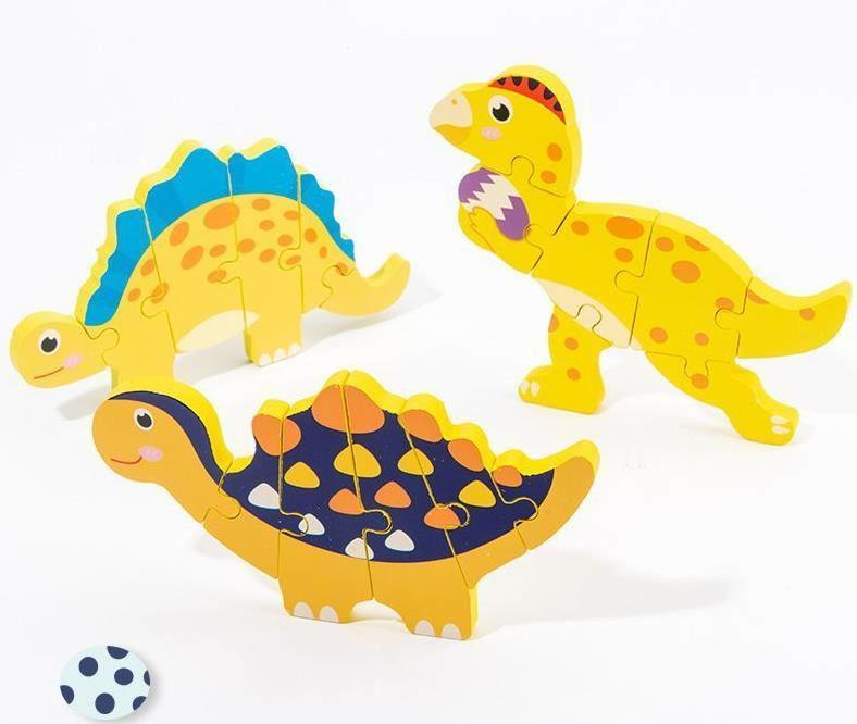 Wooden Dinosaur Random Design 3D Puzzle Montessori Puzzle by WISHLAND