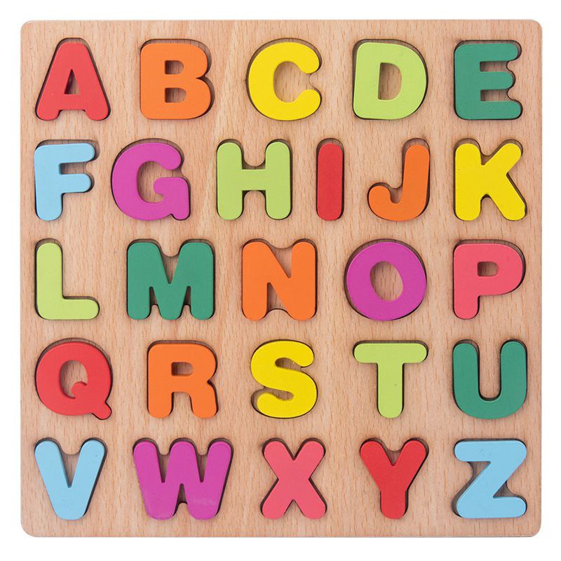 Wooden Letters Numbers and Shapes Pairing Wooden Puzzle Educational Toy by WISHLAND