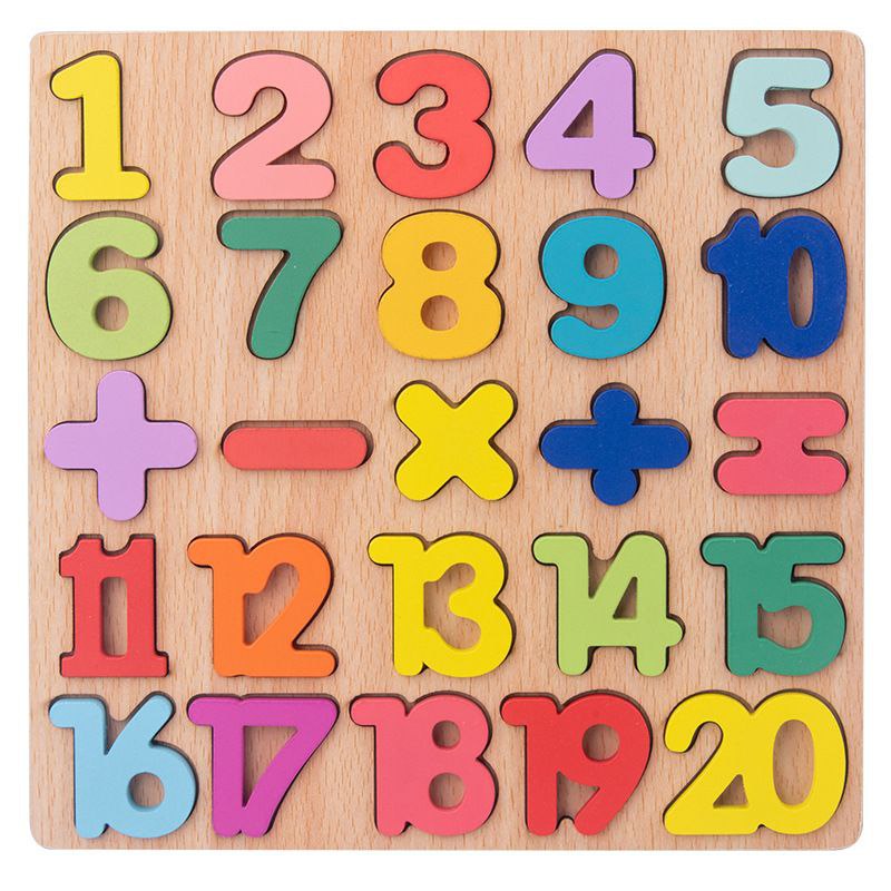 Wooden Letters Numbers and Shapes Pairing Wooden Puzzle Educational Toy by WISHLAND