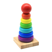 Wooden Rainbow Tower Wooden Stacking Rings Educational Toys by WISHLAND