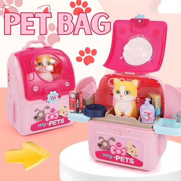 Pet Backpack Playset Kitten and Puppy Grooming Set Pet Bag by WISHLAND