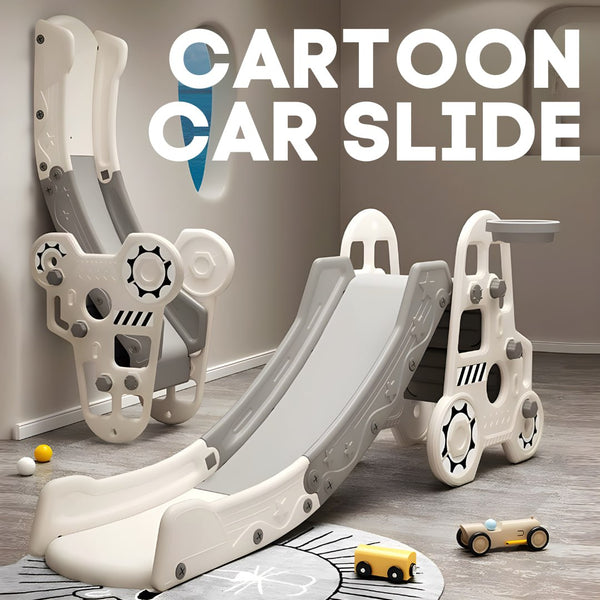 Cartoon Car Slide With Basketball Indoor Playground for Kids by WISHLAND