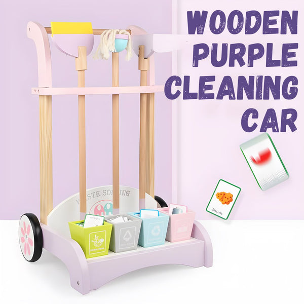 Wooden Purple Cleaning Car Pretend Play for Kids by WISHLAND