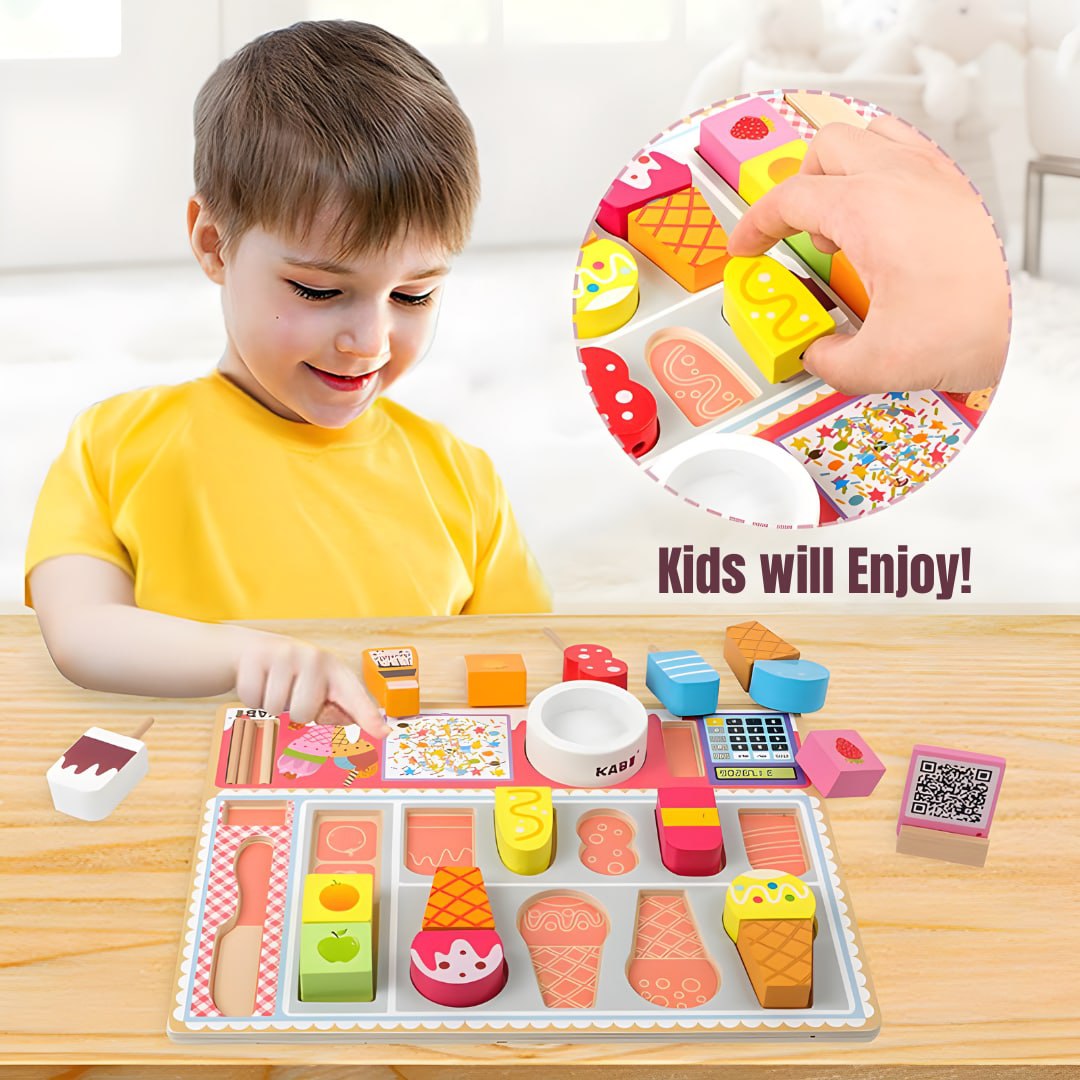 KABI Wooden Ice Cream Shop Pretend Play by WISHLAND