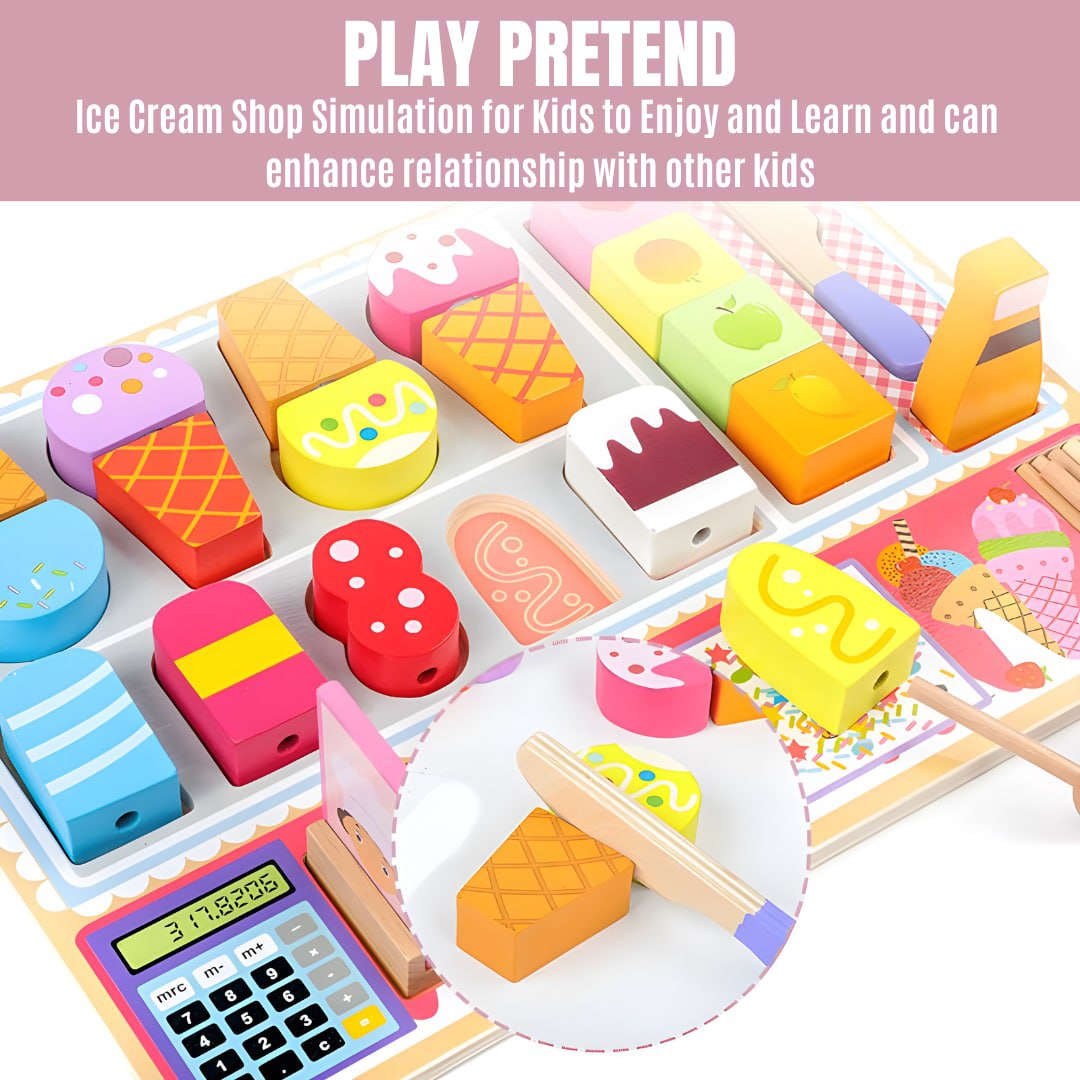 KABI Wooden Ice Cream Shop Pretend Play by WISHLAND