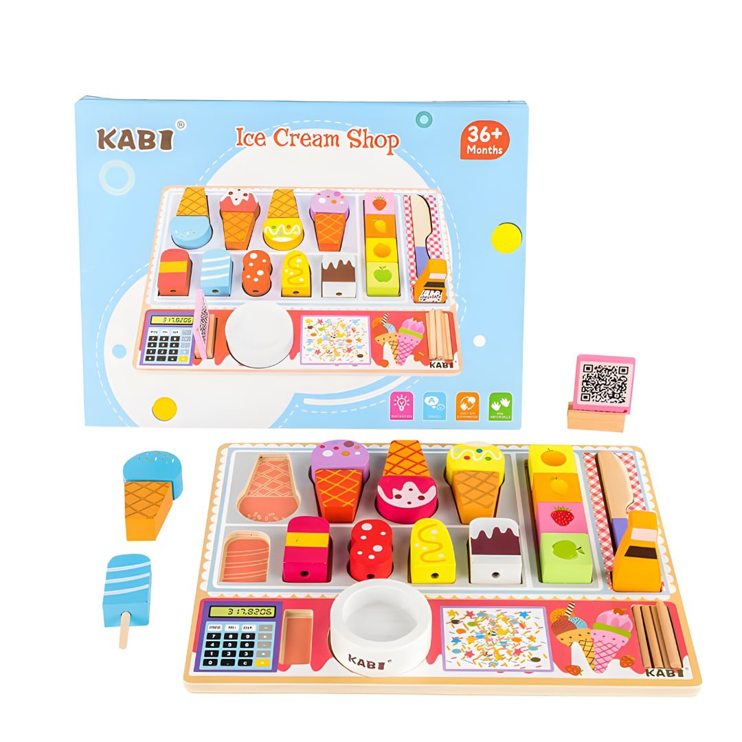 KABI Wooden Ice Cream Shop Pretend Play by WISHLAND