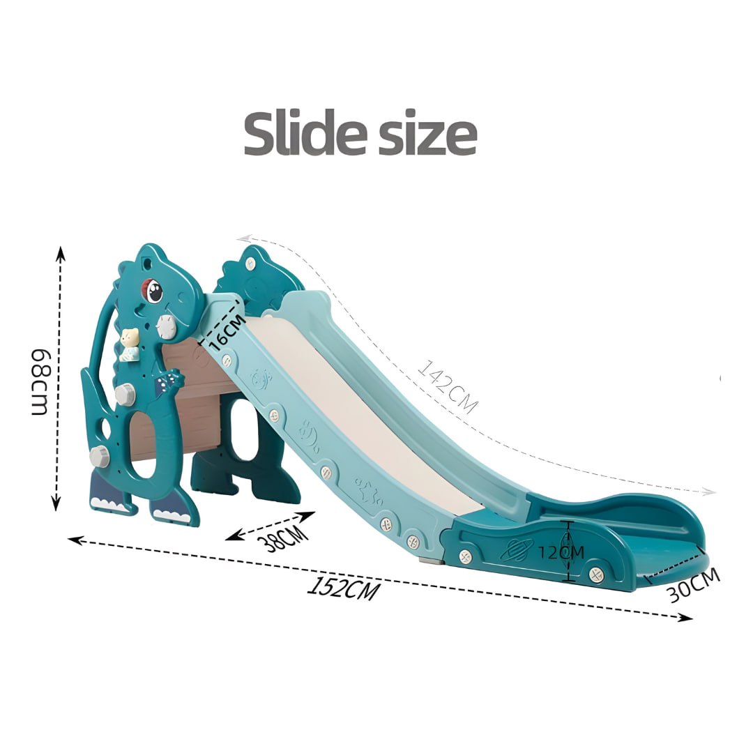 Dinosaur Slide with Balls & Rings Indoor Foldable Slide Play Set by WISHLAND