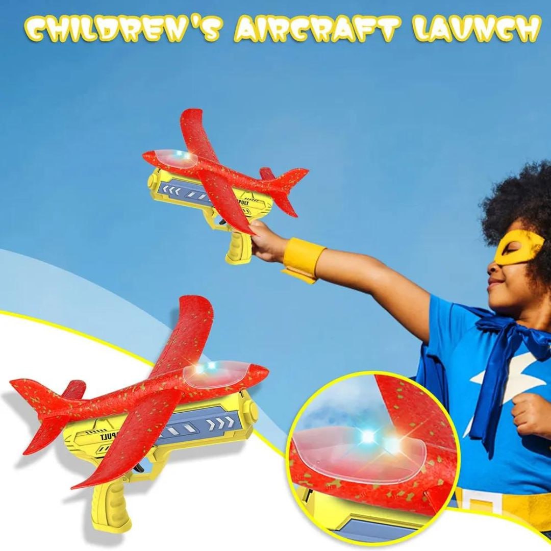 Launch Aircraft with Lights Air Battle Flying Airplane Gun Toy for Kids by WISHLAND