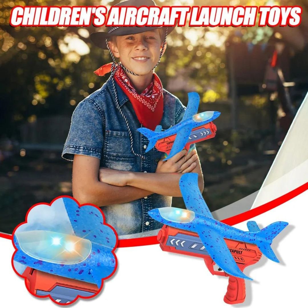 Launch Aircraft with Lights Air Battle Flying Airplane Gun Toy for Kids by WISHLAND