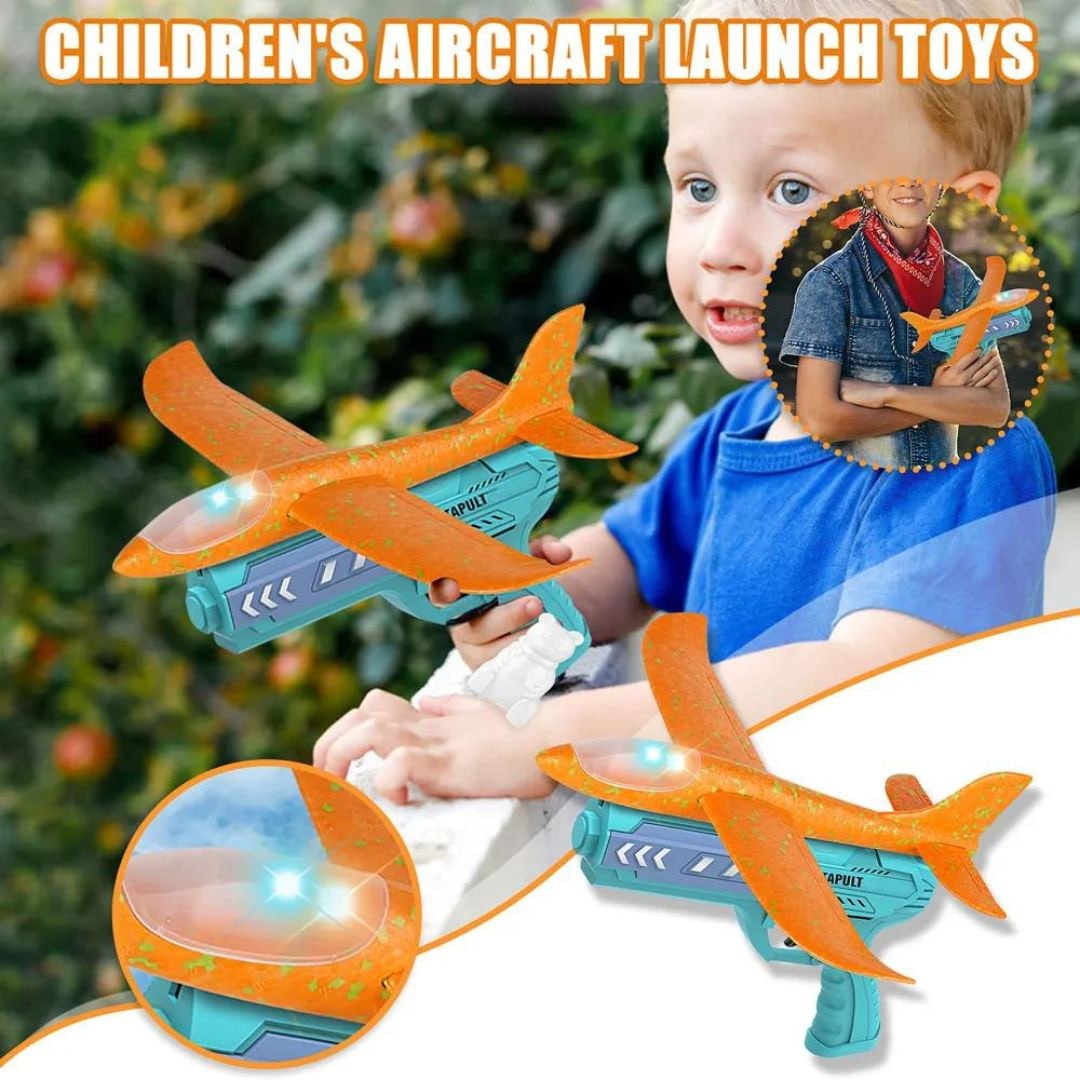 Launch Aircraft with Lights Air Battle Flying Airplane Gun Toy for Kids by WISHLAND