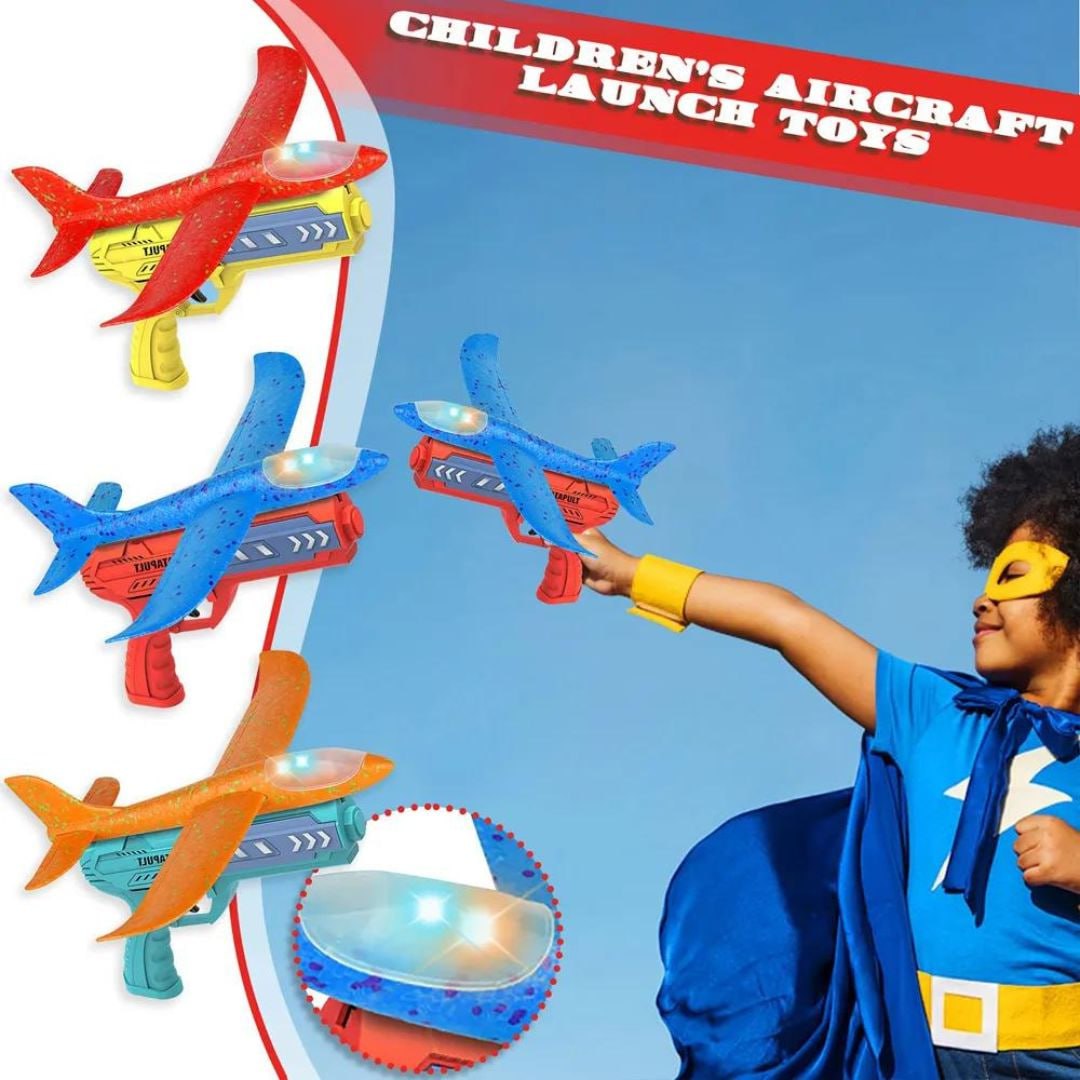 Launch Aircraft with Lights Air Battle Flying Airplane Gun Toy for Kids by WISHLAND