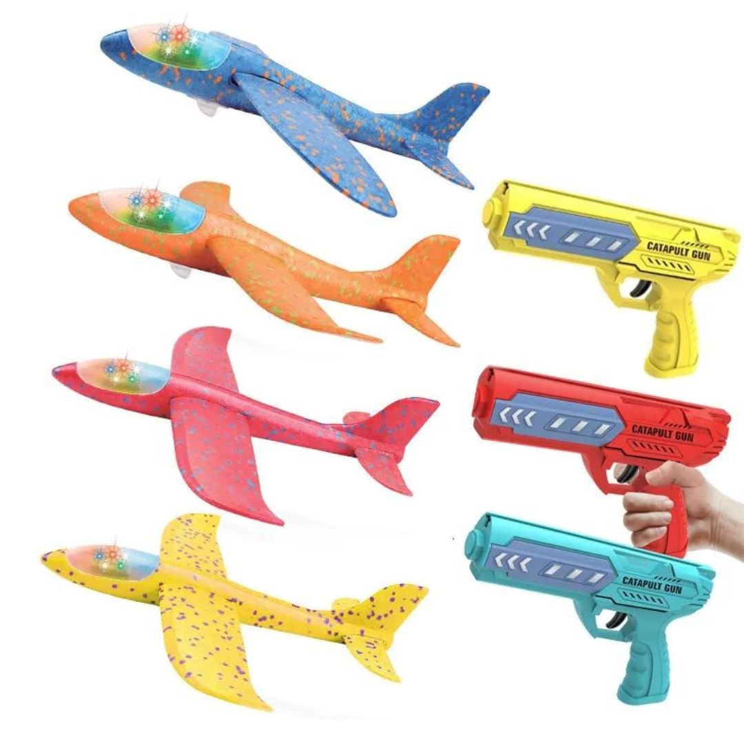 Launch Aircraft with Lights Air Battle Flying Airplane Gun Toy for Kids by WISHLAND