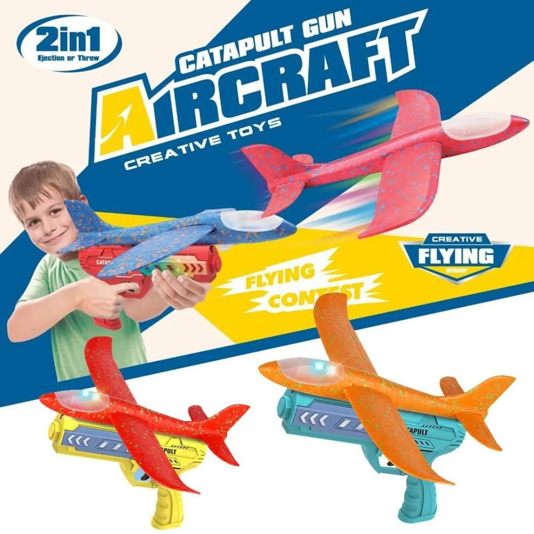 Launch Aircraft with Lights Air Battle Flying Airplane Gun Toy for Kids by WISHLAND