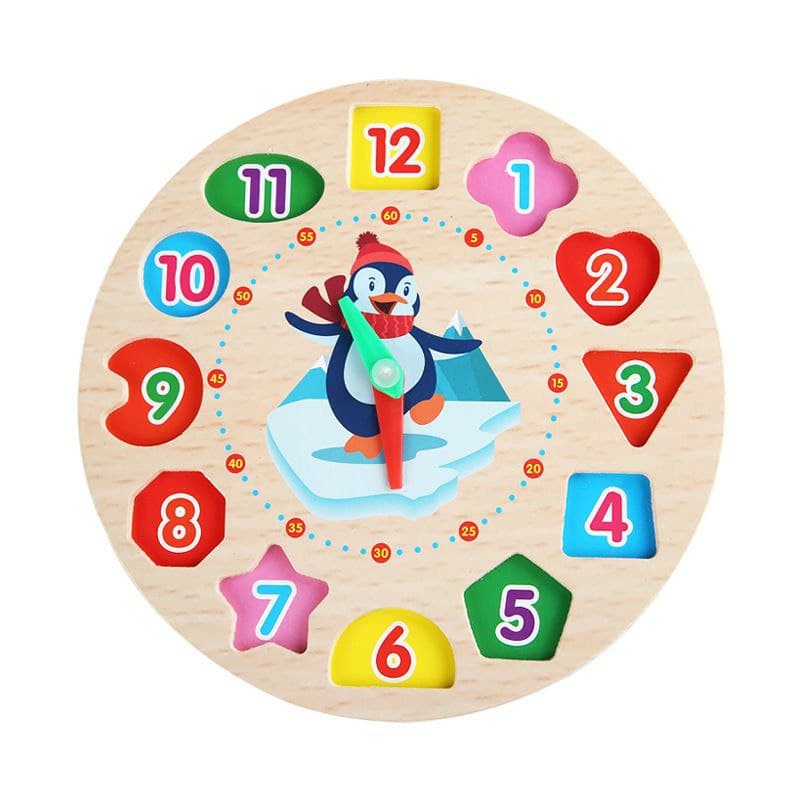 Wooden Threading Clock Wooden Clock Shape Sorter Educational Toy by WISHLAND