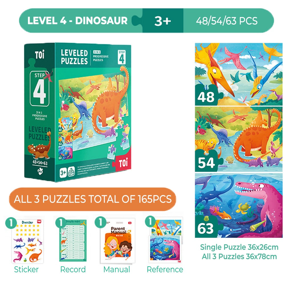 TOI Leveled Puzzles Educational Toy Jigsaw Puzzles For Kids Aged 0-9 Years Progressive Puzzle