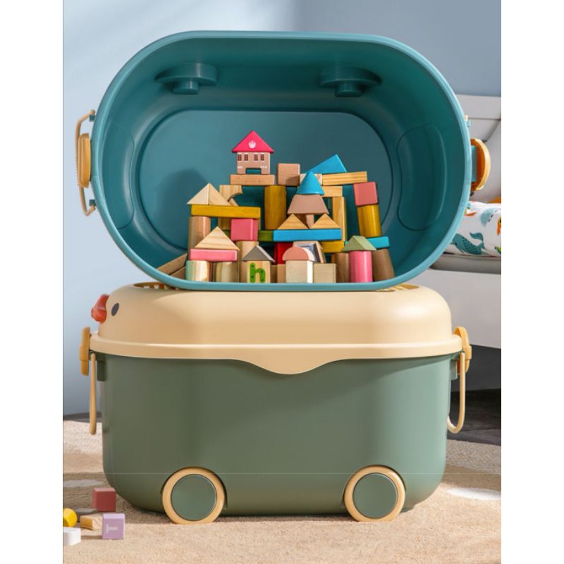 Duck Toy Organizer Trolley Kid Toys Storage with Wheels Building Blocks by WISHLAND