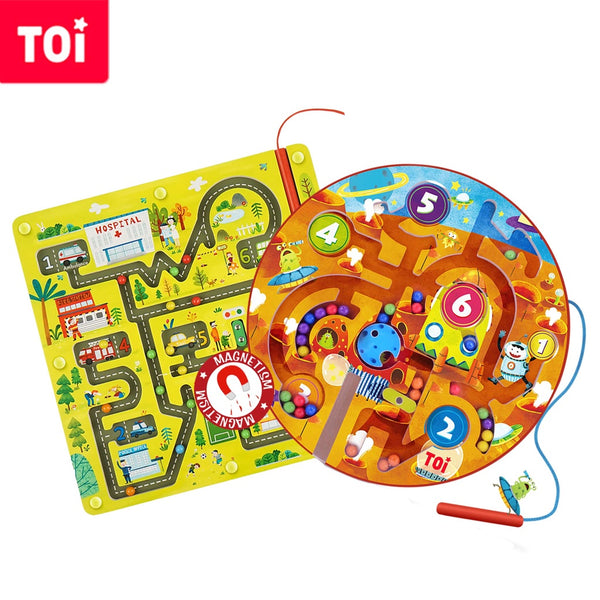 TOI Magnetic Maze Puzzle Wooden Educational Toys Suitable for Age 3+ by WISHLAND