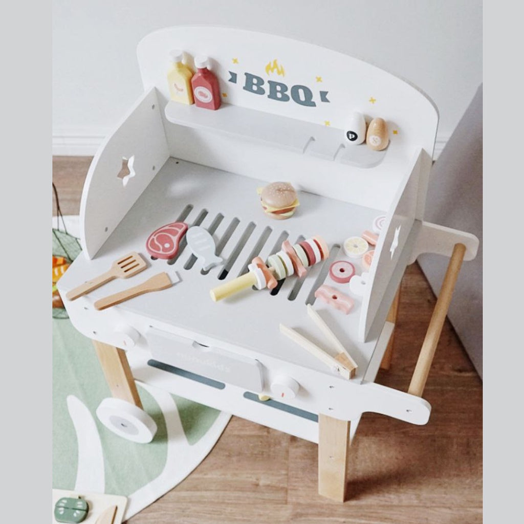 NUNUKIDS Wooden Barbeque Stand Pretend Play for Kids by WISHLAND