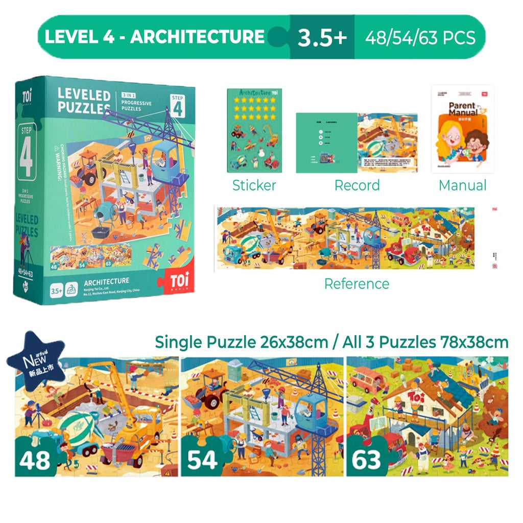 TOI Leveled Puzzles Educational Toy Jigsaw Puzzles For Kids Aged 0-9 Years Progressive Puzzle