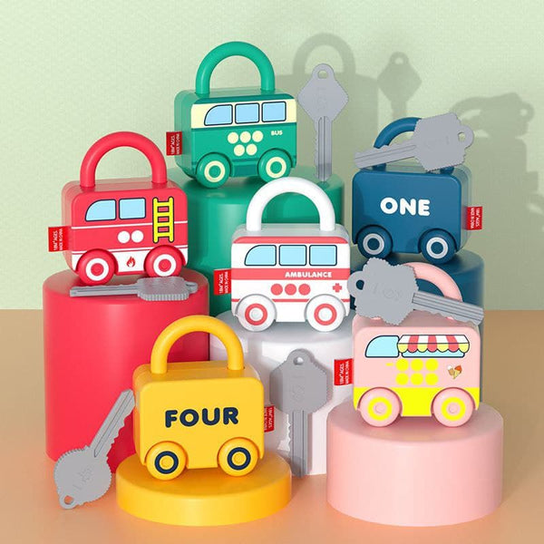 Car Key Matching Lock Toy Montessori Toys Number 0-6 Vehicle Matching by WISHLAND