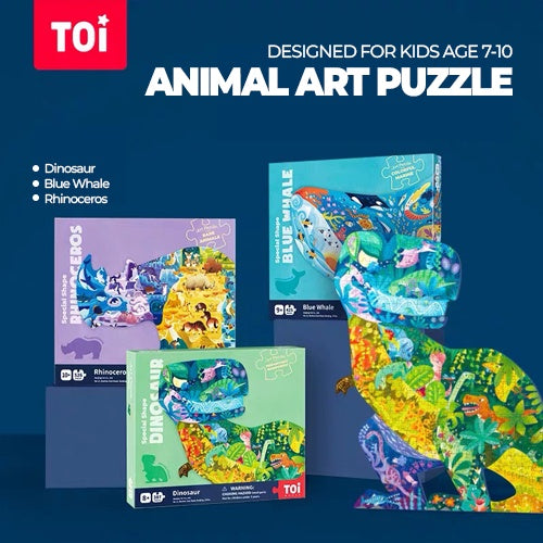 TOI Art Puzzle Dinosaur Rhinoceros Blue Whale Suitable for Age 8-10 Educational Jigzaw Puzzle