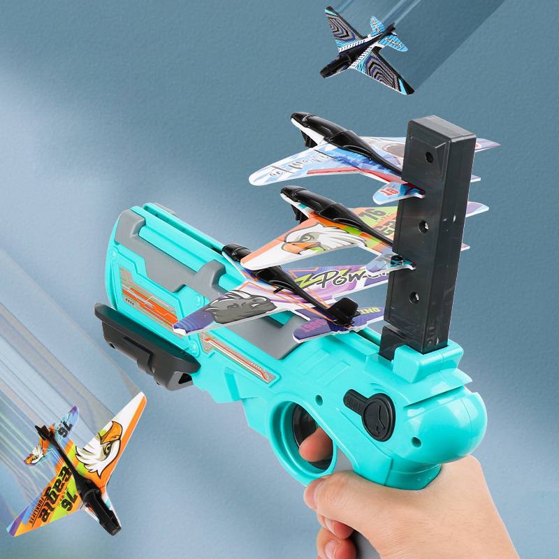 Air Battle Launcher Toy Gun with 4 Pieces Airplane Blaster Toy for Kids by WISHLAND